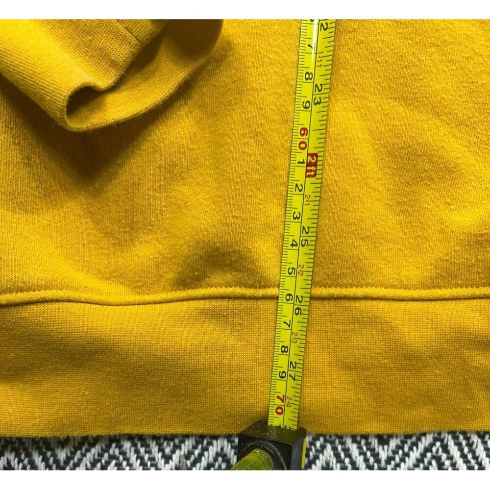 Harry Potter Hufflepuff Crewneck Sweatshirt LG Yellow & Gray Checkered Sleeves - Picture 2 of 5